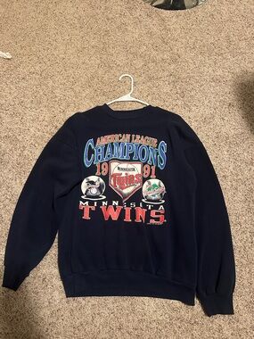 Tultex Navy Crewneck Sweatshirt with Multicolor Championship Graphics